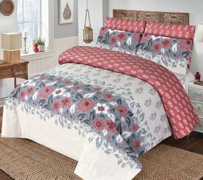 Luxury Bed Sheet With Pillow - Grey