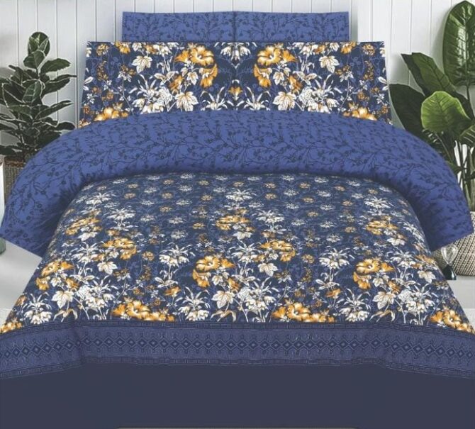 Luxury Bed Sheet With Pillows - Blue