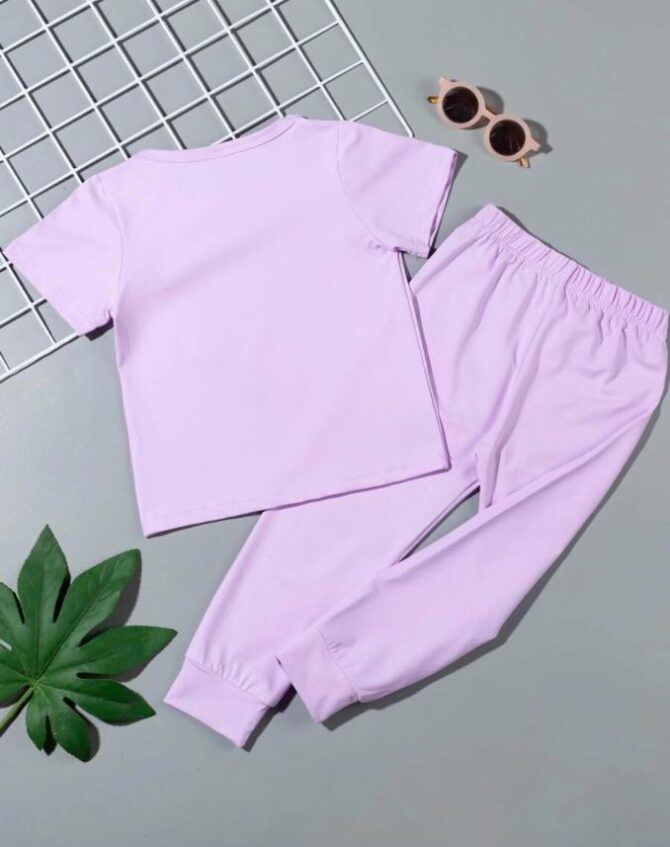 Girls Cotton Track Suit - Purple