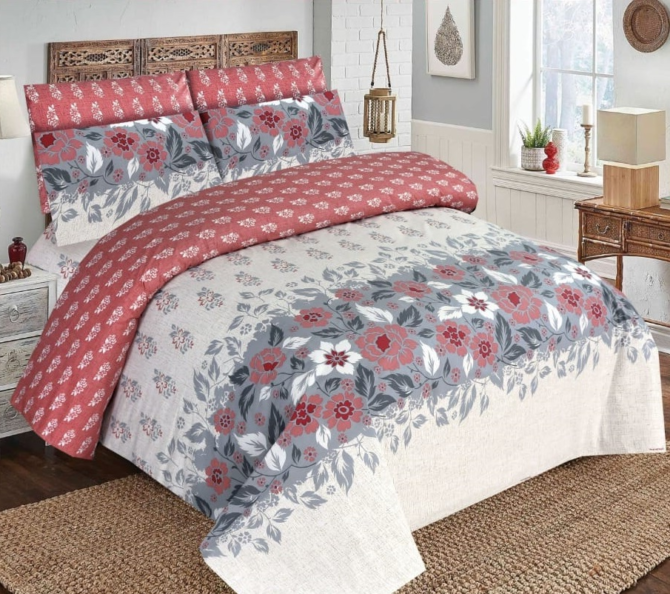 Luxury Bed Sheet With Pillow - Grey