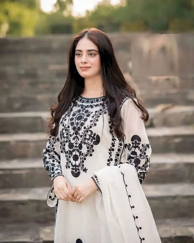 3 Pieces - Embroidery Lawn Suit - White